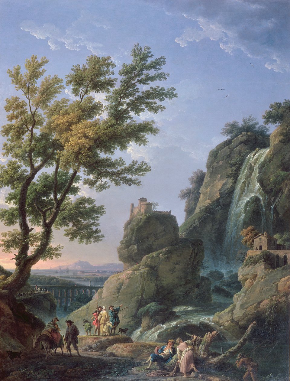 滝と人物のいる風景、1768